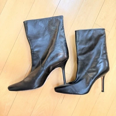 Stuart Weitzman Ebb Leather Stiletto Heeled Boots Black 5.5 - Image 1 of 4