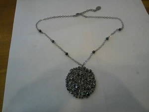 WHBM White House Black Market Silver Tone Slinky Chain Round Pendant Necklace - Picture 1 of 6