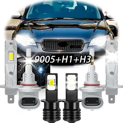 For Subaru Legacy 2000-2004 9005+H1+H3 LED Headlight Bulbs Fog 4800LM white kit - Image 1 of 4