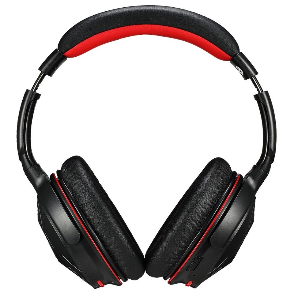 AUSDOM M04S NFC Wireless Bluetooth 4.0 Headphones Built-in Microphone Black-Red - Image 1 of 1