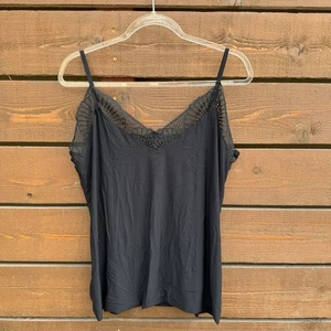 Neu mit Etikett $ 118 Commando Butter + Spitze Cami Camisole Basisschicht Tanktop Gr. XL schwarz - Bild 1 von 6