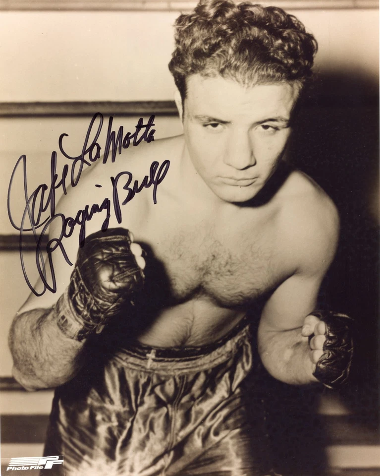 Foto firmada por Jake LaMotta 8x10 boxeo autógrafo inscripción Raging Bull Foto 1 de 1
