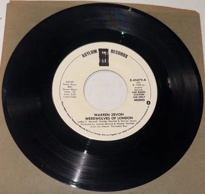 WARREN ZEVON  Werewolves Of London  rare promo 45 from 1986 NM - Image 1 of 2
