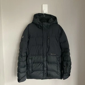 Marmot Down Ski Jacket Mens Medium Black Puffer Padded Insulated Recco - Picture 1 of 16