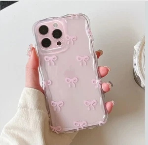 Jusy Case for iPhone 15 Pro Max, Clear Cute Ribbon Bowknot Pattern Aesthetic - Picture 1 of 11