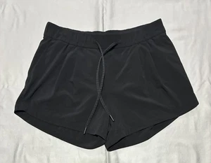 Lululemon Shorts Womens 8 Black Running Lined Drawstring Curved Hem Quick Dry - Picture 1 of 14