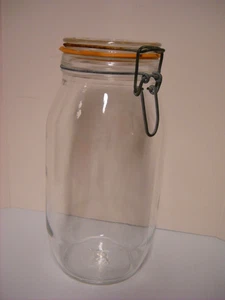 Vintage Triomphe France 2 Liter Glasdose Kanister mit Drahtballendeckel Aufbewahrung - Bild 1 von 7