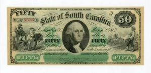 1872 Cr.8 $50 The State of South Carolina - Columbia, SOUTH CAROLINA Note AU - Picture 1 of 2