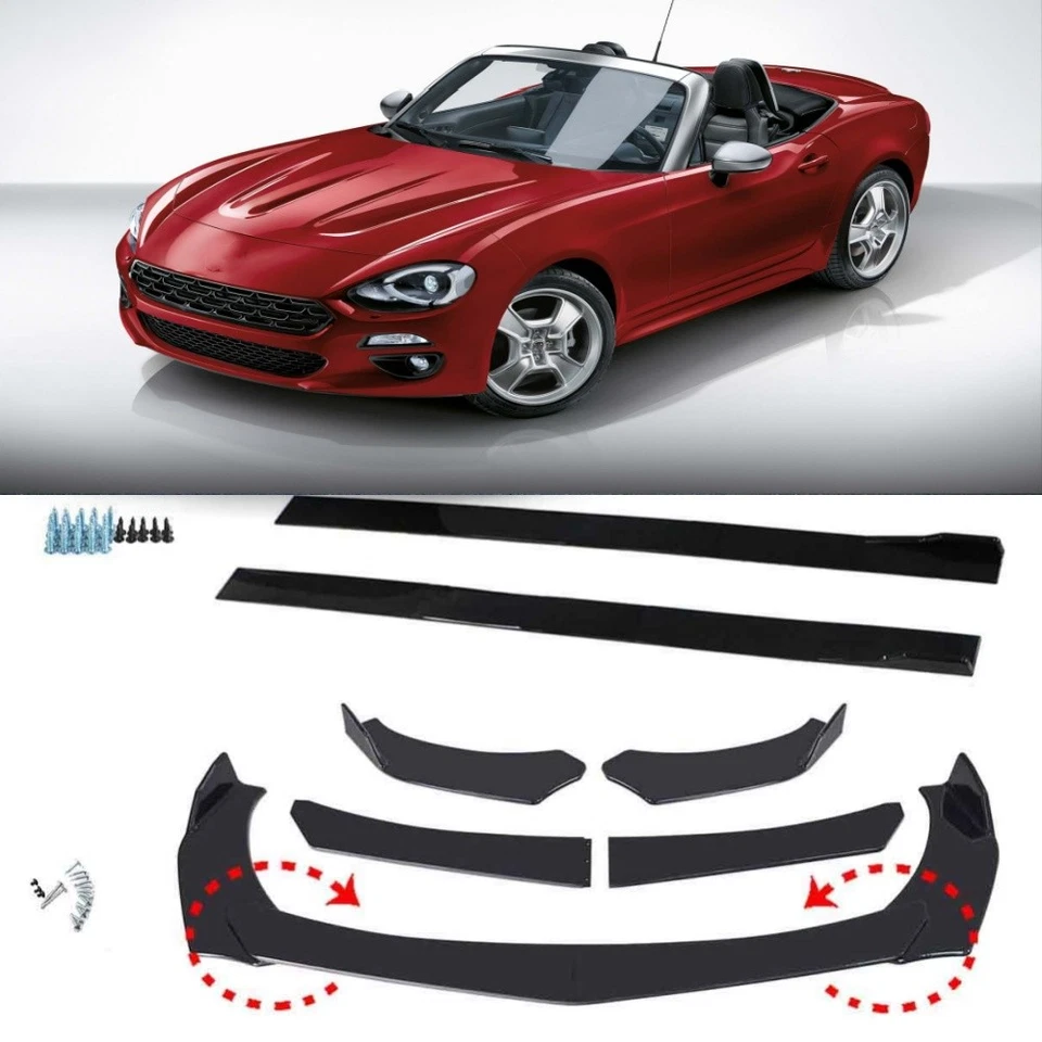 For Fiat 124 Spider Front Bumper Chin Lip Splitter Kit + 78.7" Side Skrits US Foto 1 de 4