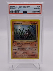 Pokémon Neo Discovery 2001 primera edición Houndour #24/75 PSA 8 - Imagen 1 de 2