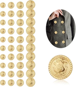 40 botones de metal dorado para blazer 4 tamanos botones vintage para mujer - Imagen 1 de 12