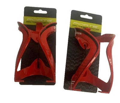 Jaulas para botellas de agua Forte Corsa Team rojas se venden en par (2 unidades) con pernos de montaje Foto 1 de 3