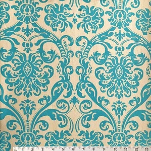 Tela de algodón de pato de lona damasco marfil blanco roto estampados Premier 27" x 44" - Imagen 1 de 1