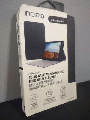 Incipio Faraday Verizon Ellipsis 8 Black Tablet Folio Case Cover Magnetic Fold - Image 1 of 4