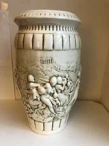 Vintage Roman Bathing Vase - Nude High Relief Greek Style Ceramic 17”x9” - Picture 1 of 13