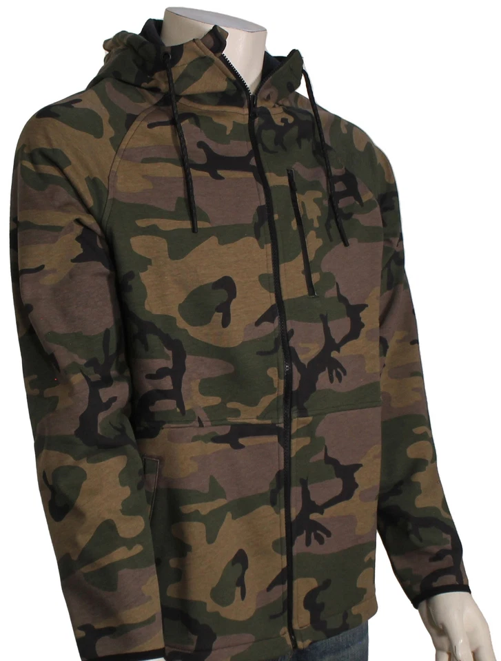 Hurley Wilder Camuflaje Cremallera Térmica Vellón Sudadera con Capucha - Oliva - Nueva Foto 1 de 1