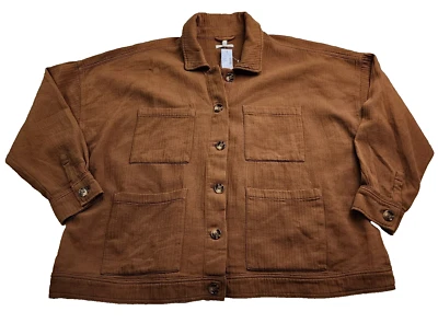 NUEVO Chaqueta Blazer Maurices Mujer 3XL Marrón Bolsillos Abotonados 100% Algodón Foto 1 de 4