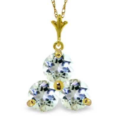 0.75 克拉 14K 纯金精细青少年海蓝宝石项链 16-24 — 第 1/4 张图片