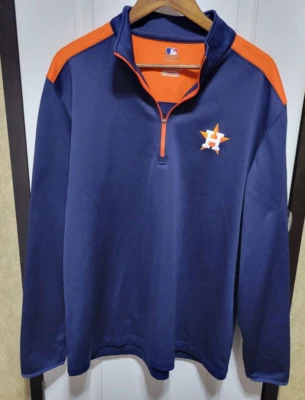 Suéter Pullover Houston Astros MLB Hombres 1/4 Cremallera Azul Marino Naranja Para Hombre XL 🔥 Foto 1 de 4