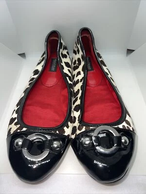 White House Black Market Ballet Flat Sz 7.5 Zebra Brown Black Slip On Calf Hair - Изображение 1 из 4