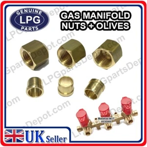 Autocaravana, caravana, autocaravana colector de gas ACEITUNAS con TUERCAS Set para 8mm cobre - Imagen 1 de 3