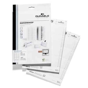 Durable Name Badge Insert 60x90mm 150Gsm White 20 Sheets Pack 160 Inserts 145602 - Picture 1 of 6