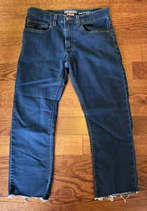 LEVI’S DENIZEN 216 Skinny Fit Boy’s Dark Wash Cut Off Ankle Frayed Jeans Size 16 - Picture 1 of 10