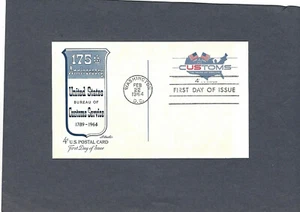 UX50 4c CUSTOMS POSTAL CARD FDC WASHINGTON,DC FEB 22-1964 ARTMASTER CACHET - Picture 1 of 1