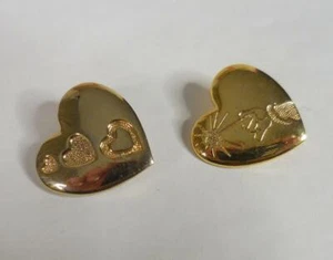 Disney Variety Club Gold-Tone Arm & Wand Heart Brooch Pin + 3-Heart Pin Lot of 2 - Picture 1 of 5