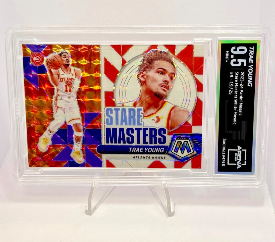 2023-24 Mosaic TRAE YOUNG Stare Masters White 19/25 #9 Hawks - Arena Club 9.5 - Image 1 of 3