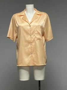 Satin Pyjama Stil Shirt Pfirsich - Einzelstück Muster Größe 12 Damen Frauen - Bild 1 von 4
