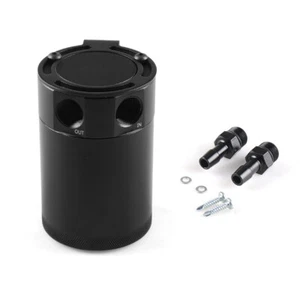 Black Universal Compact Baffled 2-Port Aluminum Oil Catch Reservoir Can Tank - Picture 1 of 7