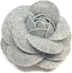 Spilla Camelia in Lana Cotta RASATA Sintetica CM 6 GREY - Picture 1 of 1