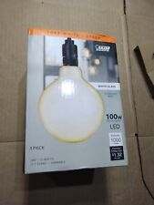 4pk Feit Electric 100w EQUIV G40 Dimmable LED White Glass Edison Light Bulb