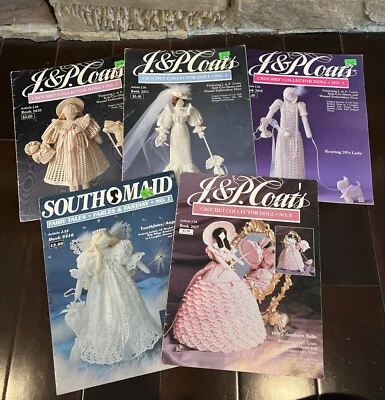Lote de patrones de muñecas coleccionistas de ganchillo J&P Coats, Paradise Publications Foto 1 de 4