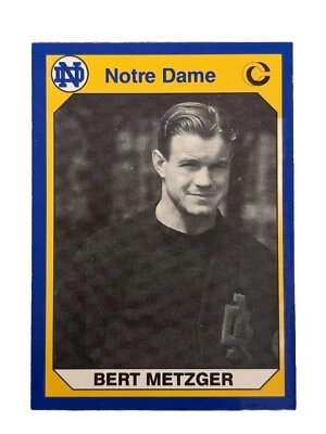 Excellent: Vintage 1990 Collegiate Collection Notre Dame Bert Metzger Card - Image 1 of 2