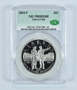 2004-P Lewis & Clark Commemorative Silver Dollar PR69 DCAM CAC - Picture 1 of 5
