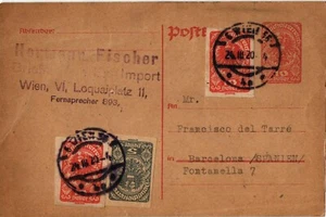 Austria 1920 Papelería Postal de Viena a Barcelona (1251) - Imagen 1 de 2