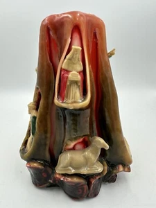 Vintage Nativity Candle 70s Hand Carved Ribbon Swirl Wax Christmas 7” Religious - Picture 1 of 8