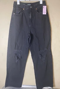 Wild Fable High-rise Baggy Tall Black Ripped Jeans Women's Size 10/30R - Picture 1 of 9