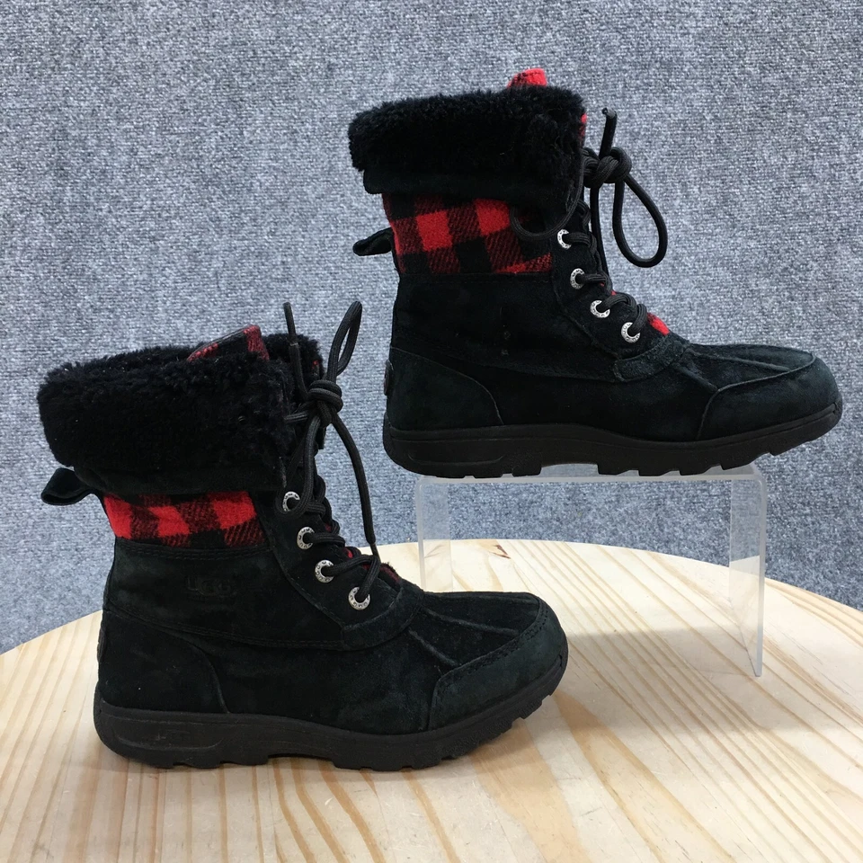 Botas UGG Juveniles 3 Buttle 2 Redwood Nieve Negro Rojo Cuero Buffalo Check 1019797K Foto 1 de 4