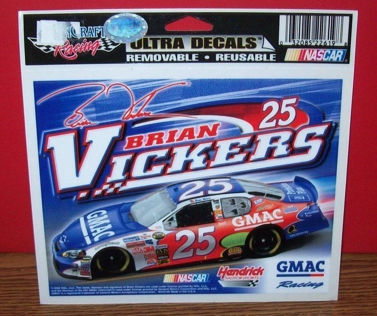 BRIAN VICKERS #25 GMAC 2006 WINCRAFT 5X6 ULTRA CALCOMANÍA PEGATINA  Foto 1 de 1