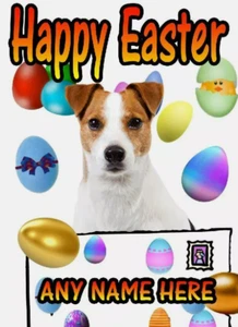 Tarjeta de felicitación de Pascua personalizada Jack Russell Terrier Pg8 mamá papá para ser papá - Imagen 1 de 1