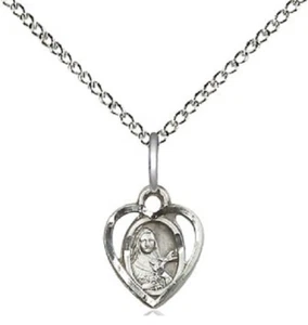 St. Therese of Lisieux Sterling Silver Heart Shaped 18" Necklace by Bliss NEW - Picture 1 of 1