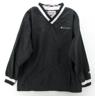ВИНТАЖНЫЙ чемпион куртка мужчин XL черный ветровка гольф пальто пуловер 90-х карман - Изображение 1 из 4