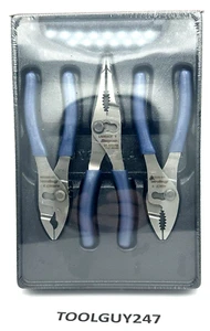 SNAP ON TOOLS POWER BLUE 3pc Soft Grip Slip Joint Pliers Lot Set PL346ACF MB - Picture 1 of 6