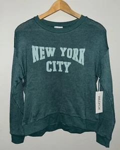 $108 NEW! NWT WILDFOX NYC Bailey Sweater in Heather June Bug Size S - Picture 1 of 3