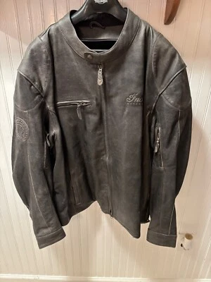 Chaqueta de cuero estilo desteñido negro Indian Motorcycle para hombre 3XL - ¡¡apenas usada!!! Foto 1 de 4