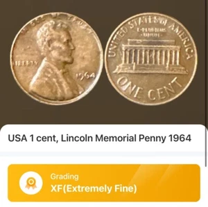 1964 P Lincoln Memorial Cent - XF Graded - Picture 1 of 3