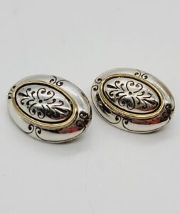 Brighton Clip Earrings Oval Two tone Gold & Silver